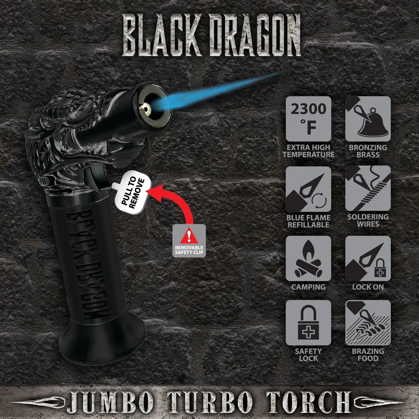 Black Dragon Jumbo Torch - 6 Pieces Per Retail Ready Display 22091 SMOKEZILLA