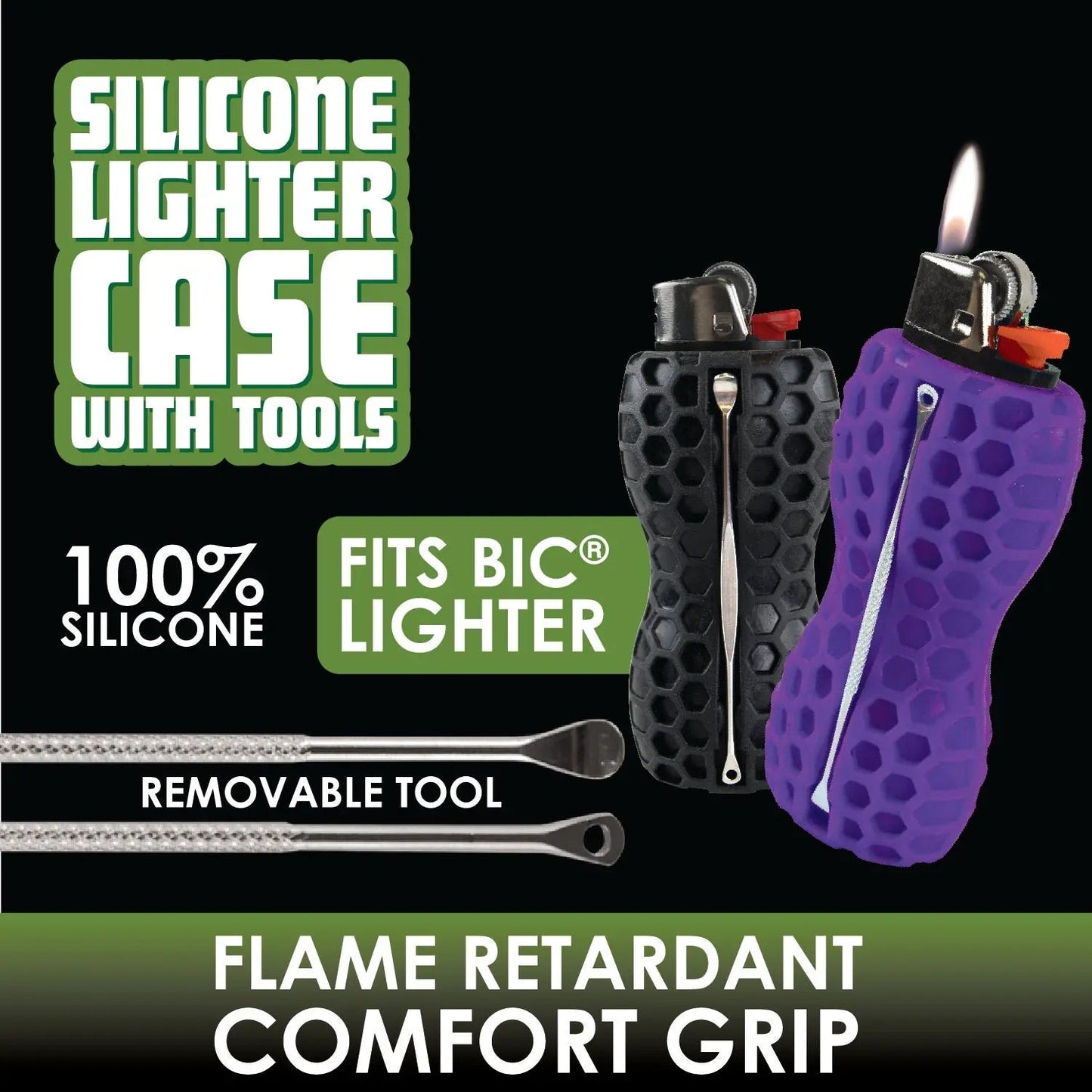 Silicone Lighter Case with Tools - 12 Pieces Per Retail Ready Display 22525 SMOKEZILLA