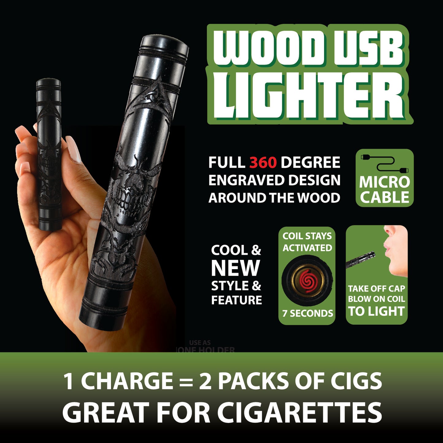 Rechargeable Wooden USB Lighter Stick