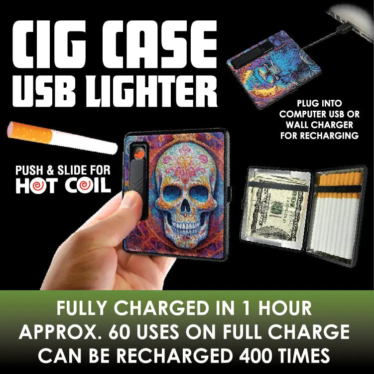 Cigarette Case with USB Coil Lighter Canada Themed Designs - 8 Pieces Per Retail Ready Display 41732 SMOKEZILLA