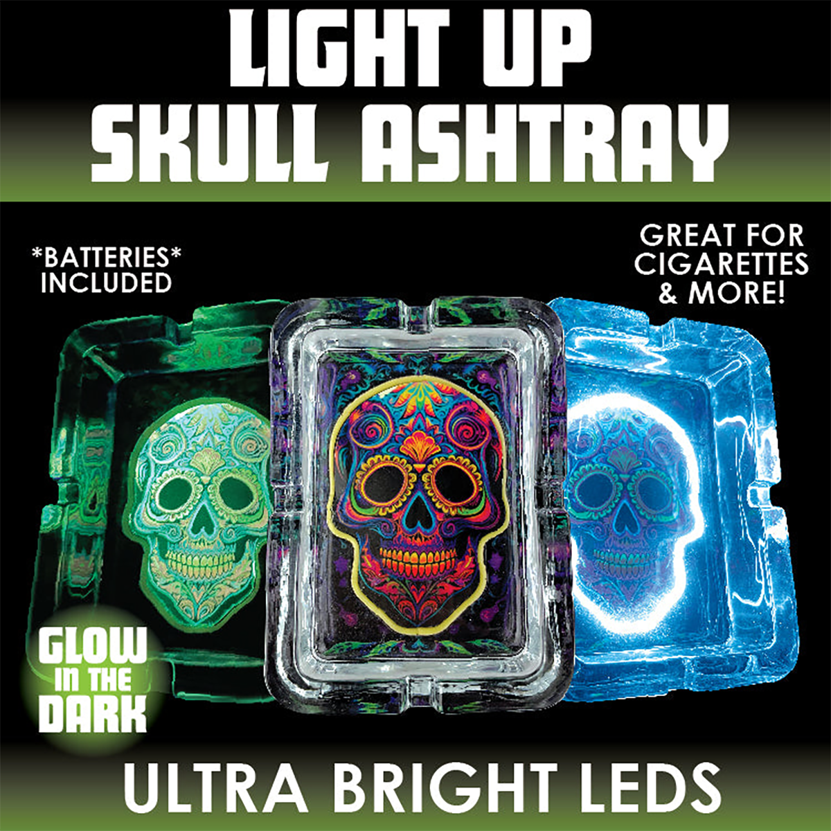 Light-Up Skull Glass Ashtray