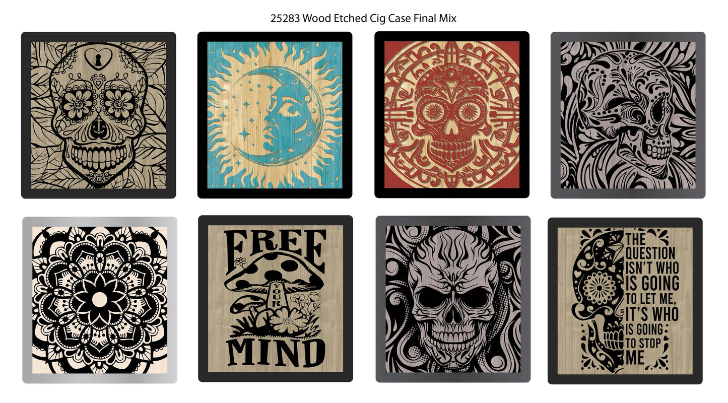 Engraved Wood Cigarette Case - 8 Pieces Per Retail Ready Display 25283 SMOKEZILLA