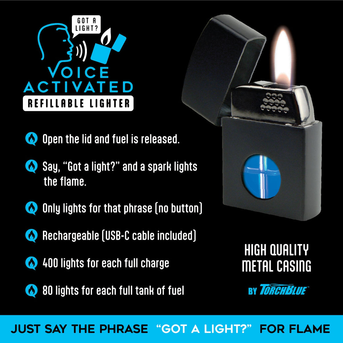 Voice Activated Flip Top Lighter