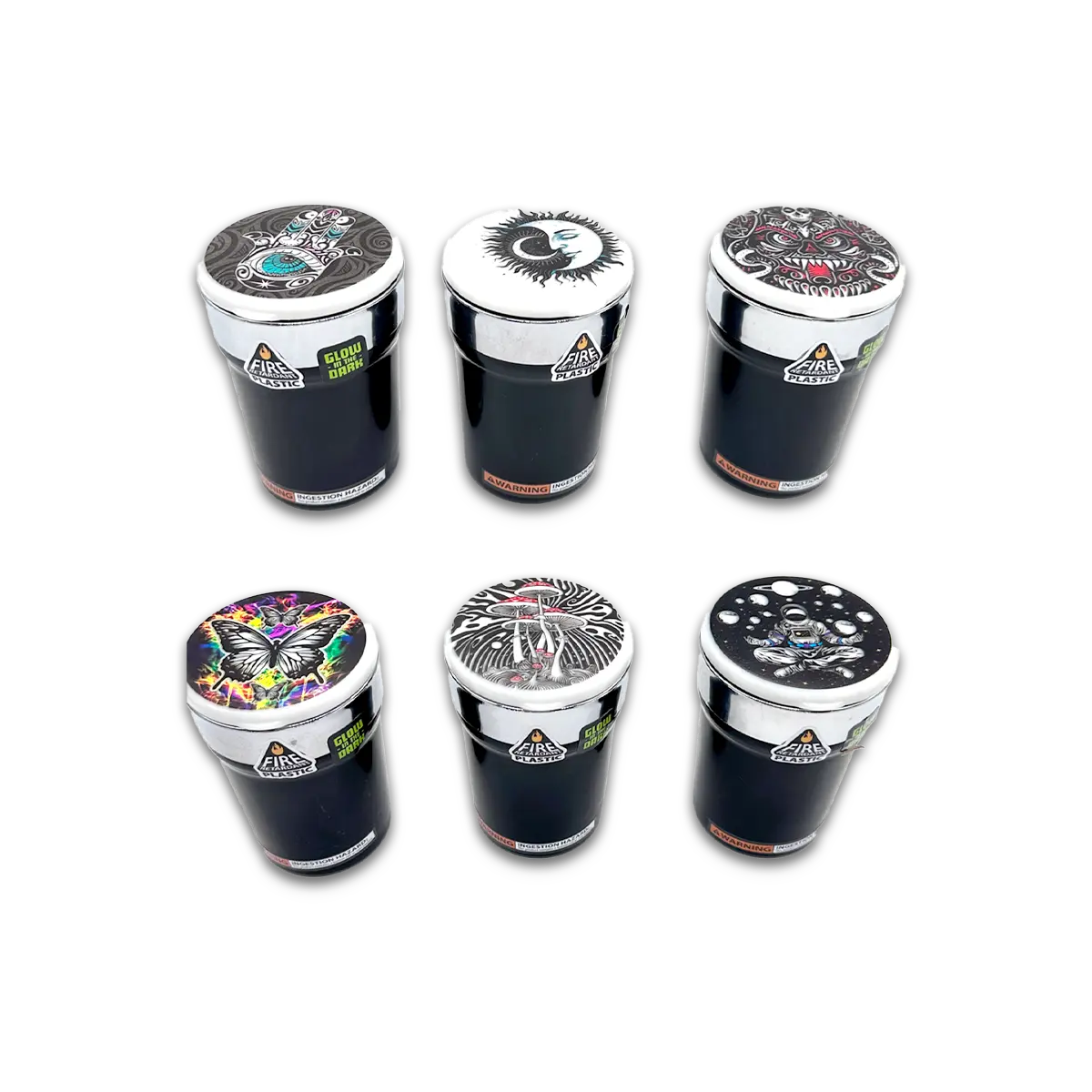 Glow In The Dark Lid Butt Bucket Ashtray with LED Light