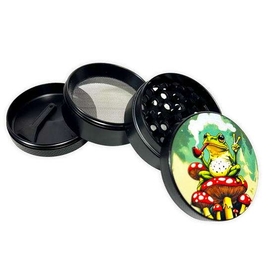 Metal 4 Piece Grinder with Printed Top