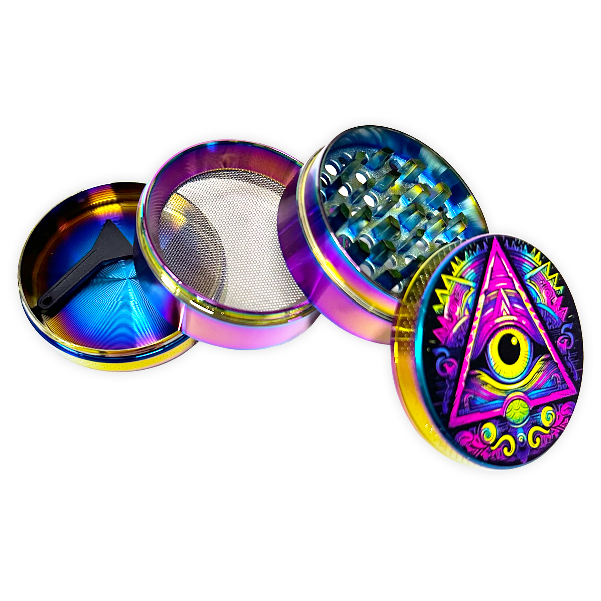 Metal 4 Piece Grinder with Printed Top