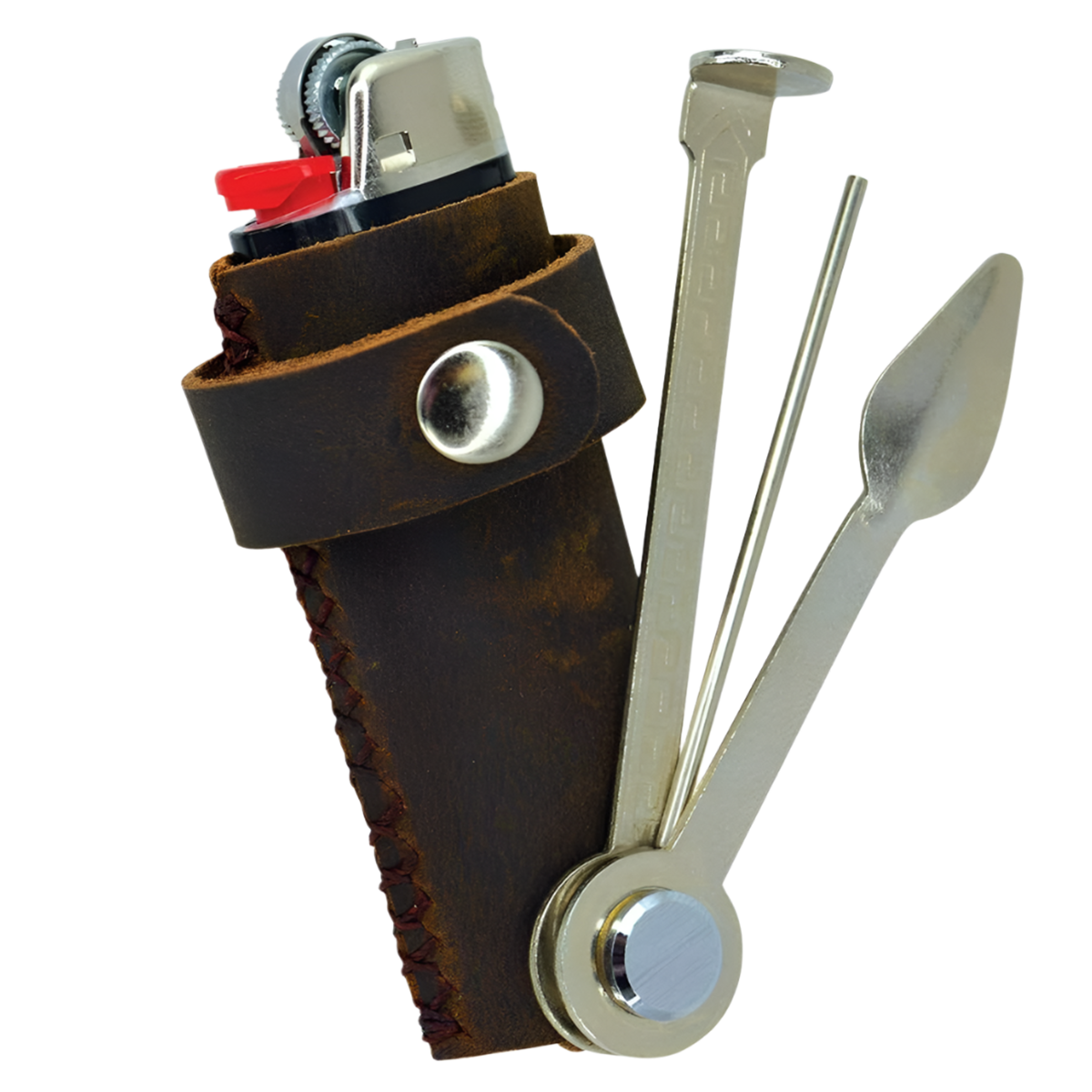 Genuine Leather Lighter Case w/ Pipe Tools