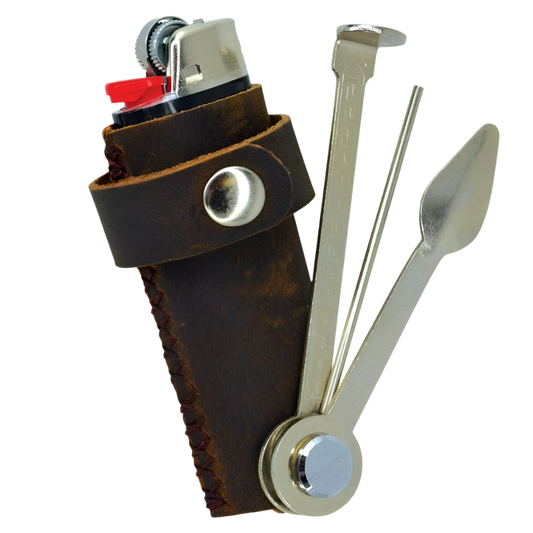 Genuine Leather Lighter Case w/ Pipe Tools