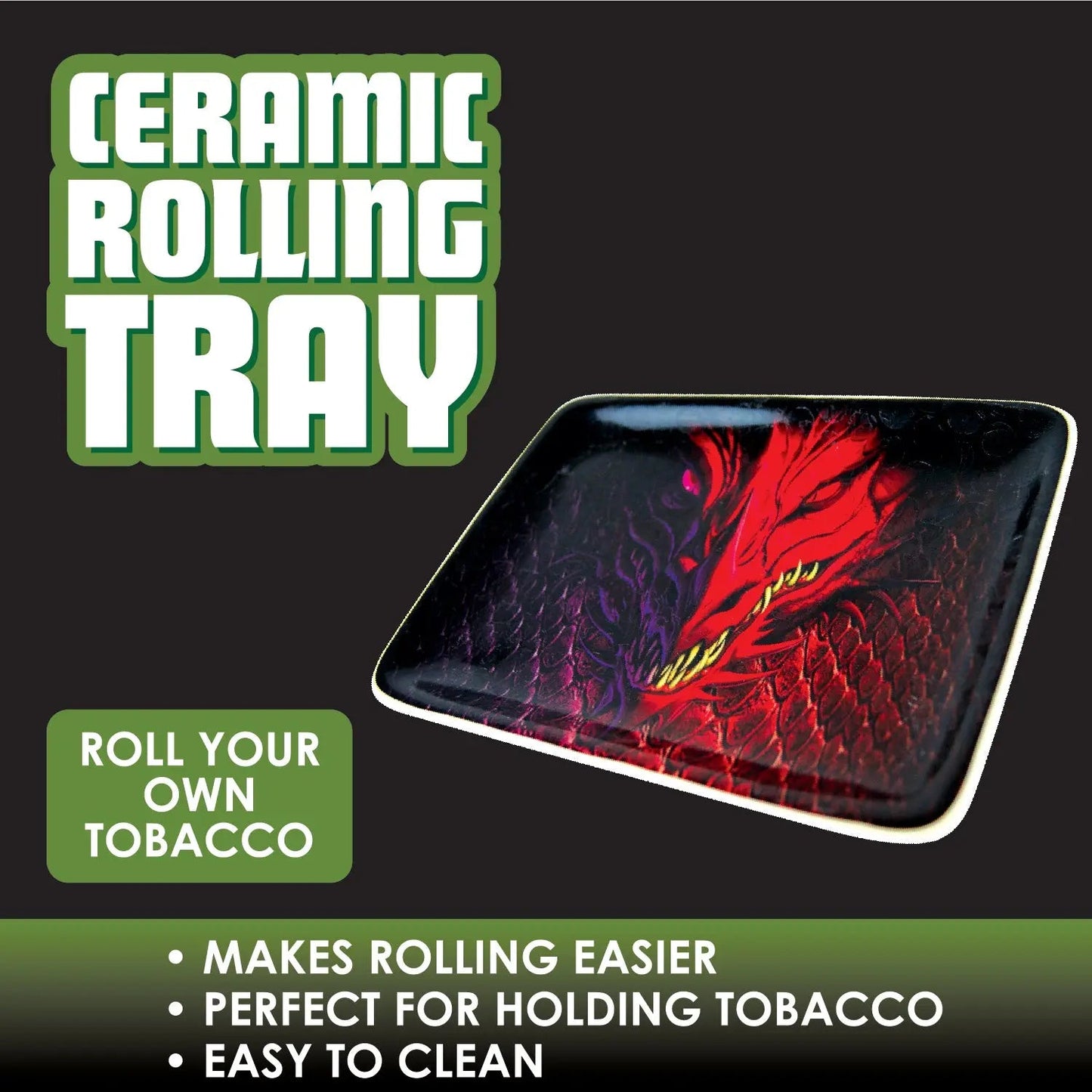Ceramic Rolling Tray- 6 Pieces Per Retail Ready Display 28542 SMOKEZILLA
