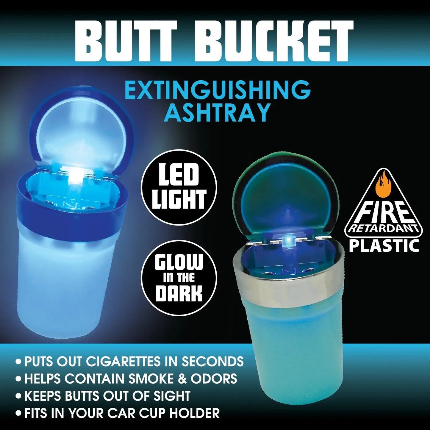 Glow in The Dark Butt Bucket Ashtray with LED Light - 4 Pieces Per Retail Ready Display 40970 SMOKEZILLA
