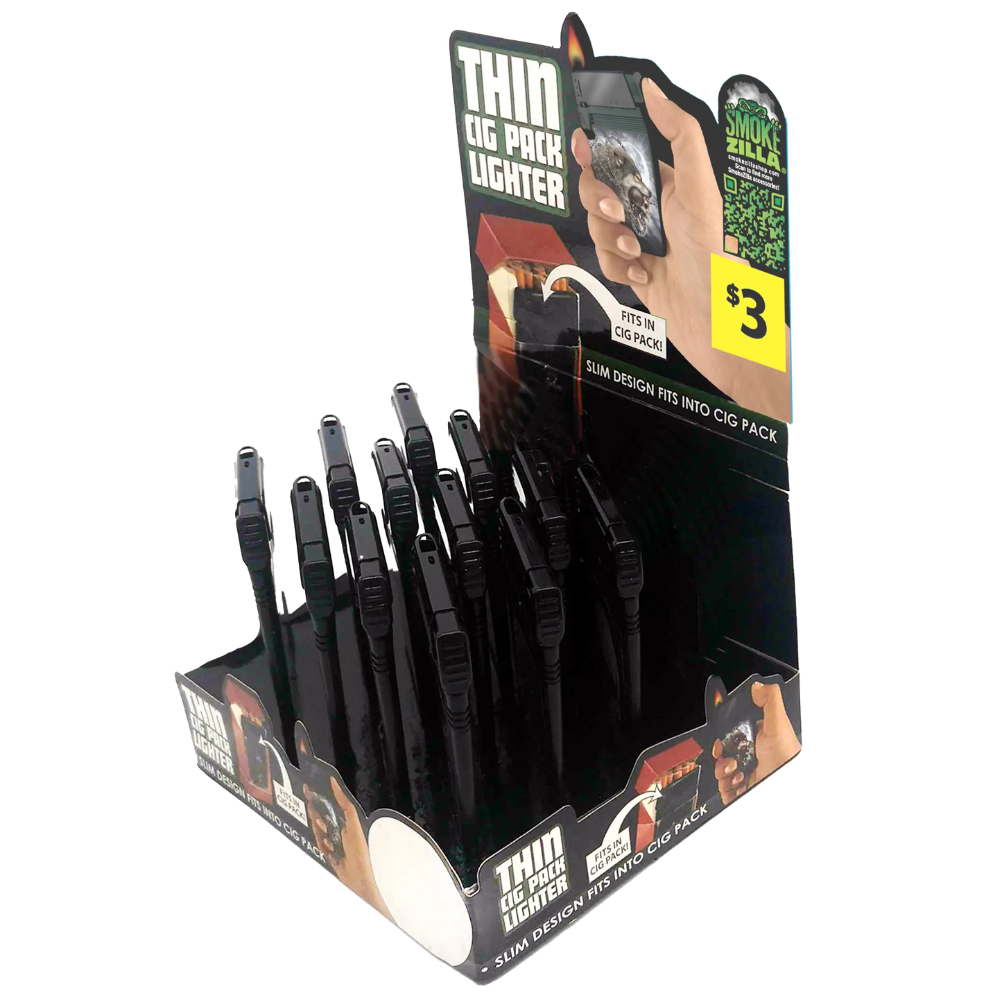 Cigarette Pack Thin Lighter - 12 Pieces Per Retail Ready Display 41474 SMOKEZILLA