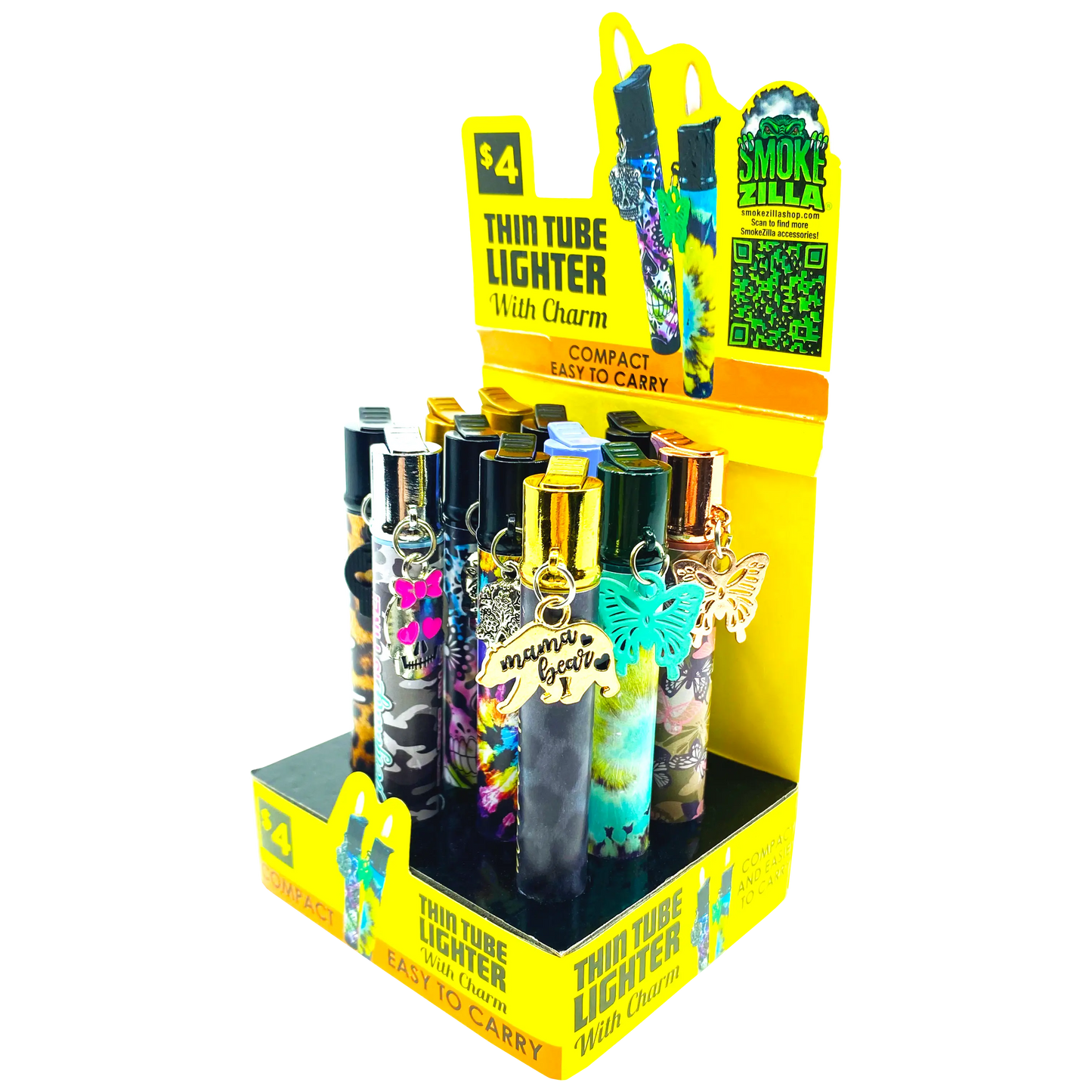 Thin Tube Lighter with Charm - 12 Pieces Per Retail Ready Display 41558 SMOKEZILLA