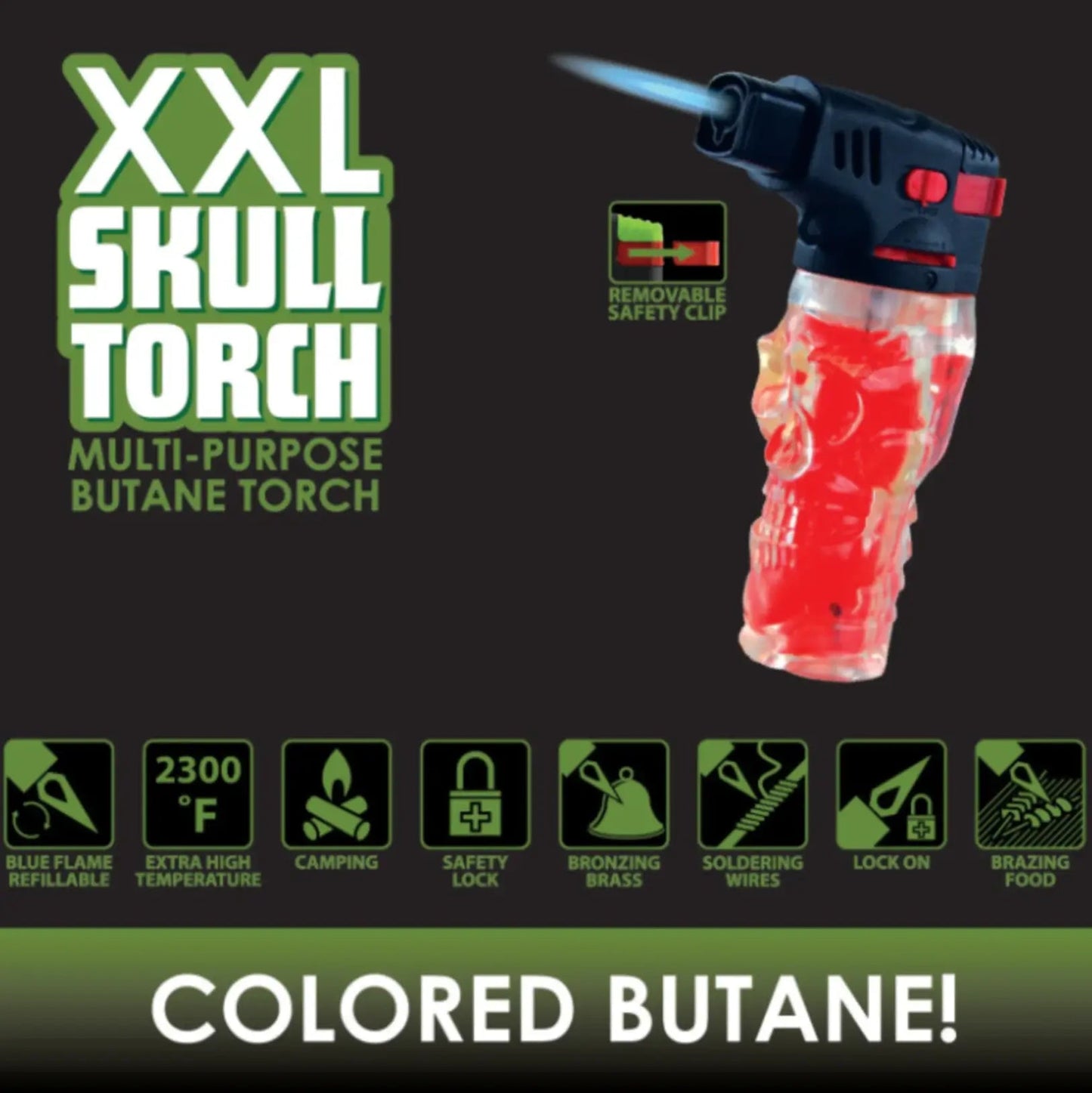 Metallic XXL Skull Torch Lighter - 6 Pieces Per Retail Ready Display 41484 SMOKEZILLA