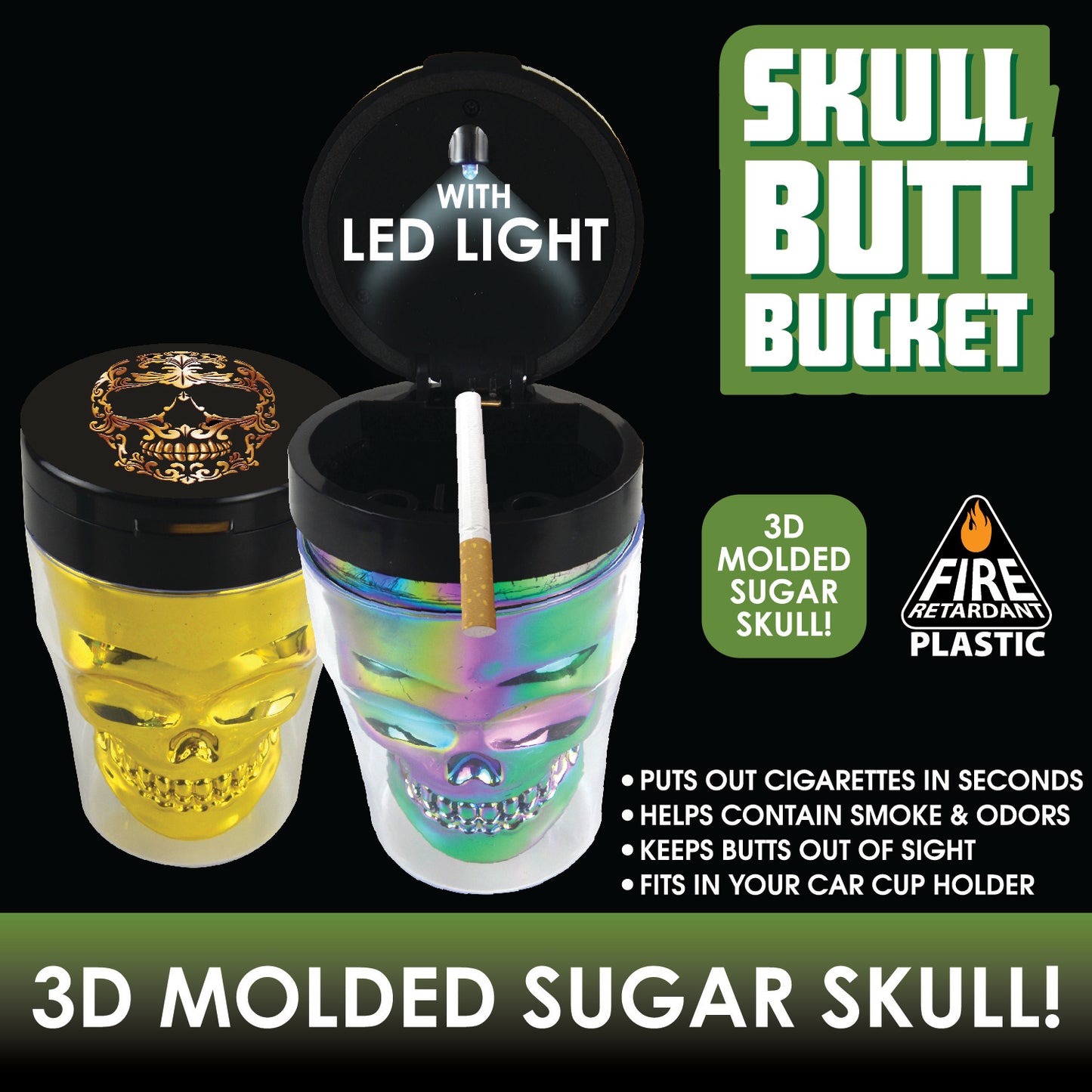 Molded Sugar Skull Butt Bucket
