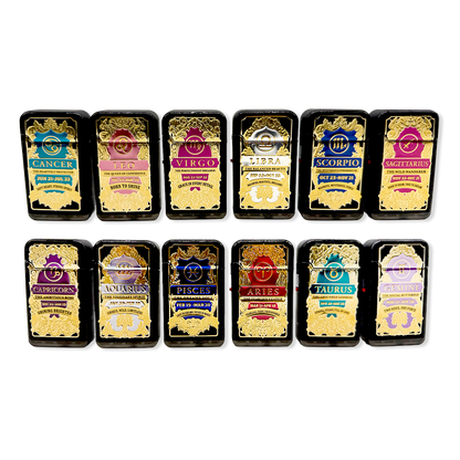 Zodiac Foil Dual Turbo Torch Lighter- 12 Pieces Per Retail Ready Display 25921