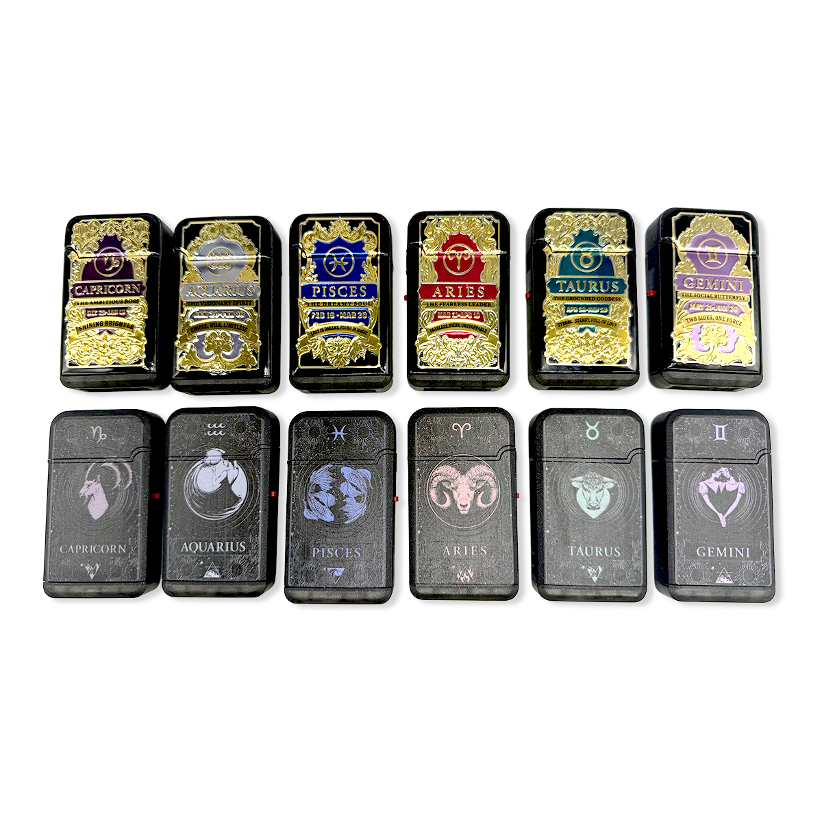Zodiac Foil Dual Turbo Torch Lighter- 12 Pieces Per Retail Ready Display 25921