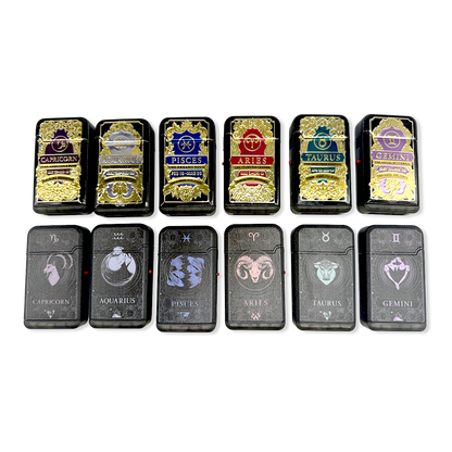 Zodiac Foil Dual Turbo Torch Lighter- 12 Pieces Per Retail Ready Display 25921