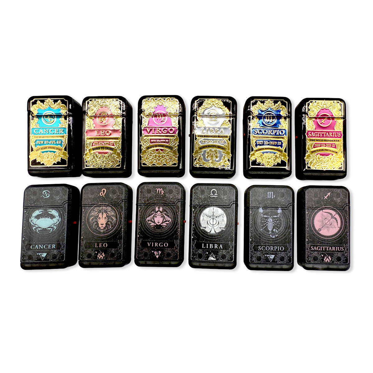Zodiac Foil Dual Turbo Torch Lighter- 12 Pieces Per Retail Ready Display 25921