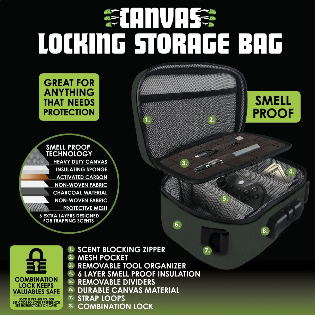 Locking Canvas Storage Bag – Smokezilla Shop