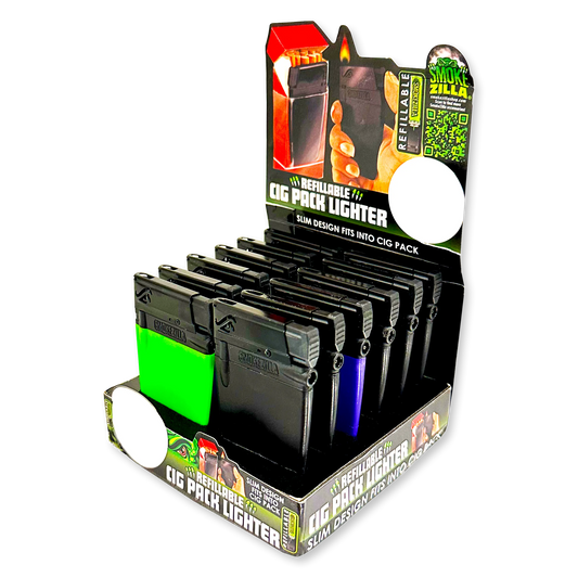 Cigarette Pack Thin Lighter - 12 Pieces Per Retail Ready Display 23483 SMOKEZILLA