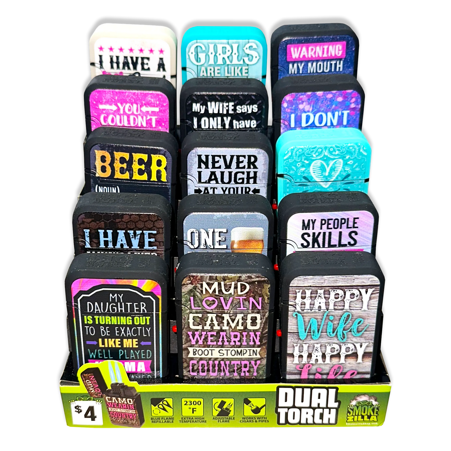 Big Bubba Dual Torch Lighter - 15 Pieces Per Retail Ready Display 41483 SMOKEZILLA