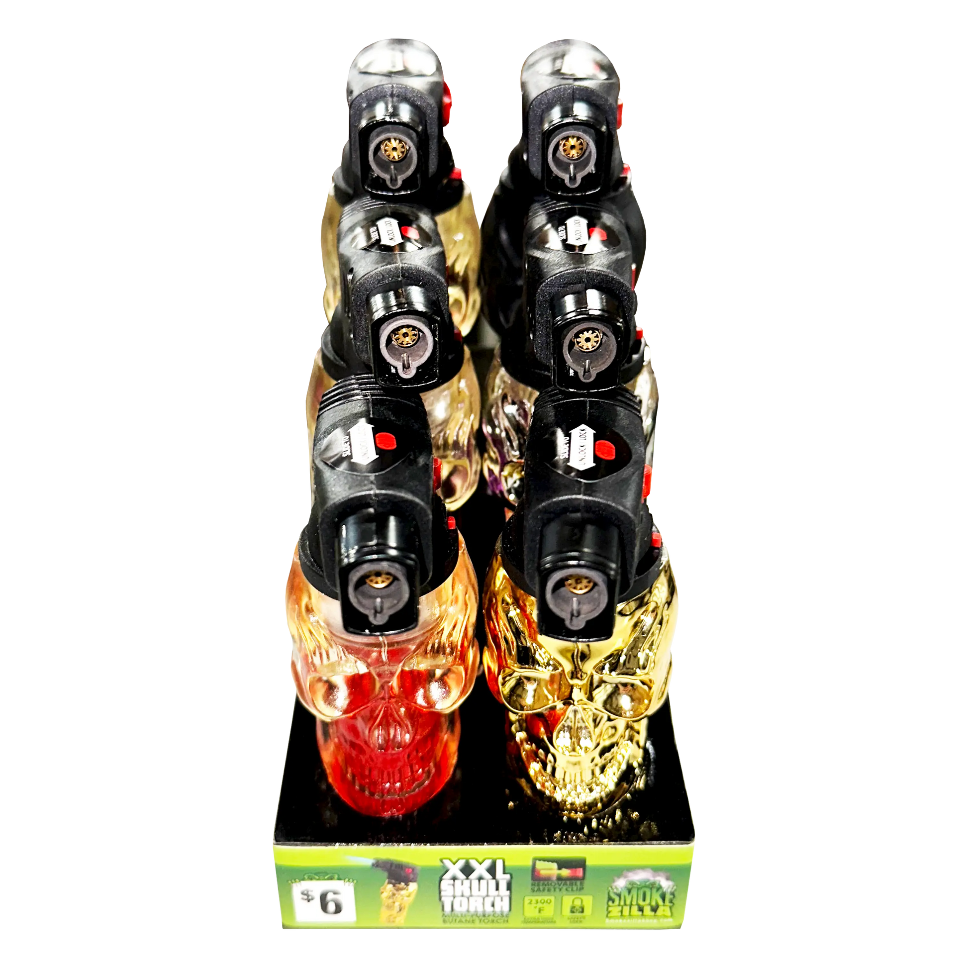 Metallic XXL Skull Torch Lighter - 6 Pieces Per Retail Ready Display 41484 SMOKEZILLA