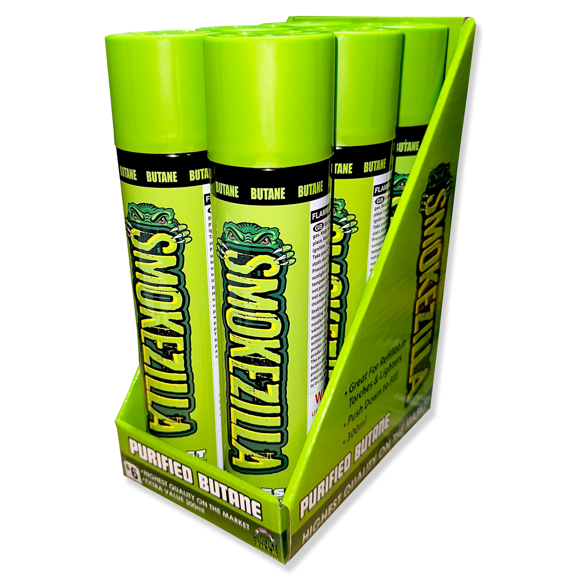 300ML Bulk Smokezilla Butane Refill - 6 Pieces Per Retail Ready Display 41495 SMOKEZILLA