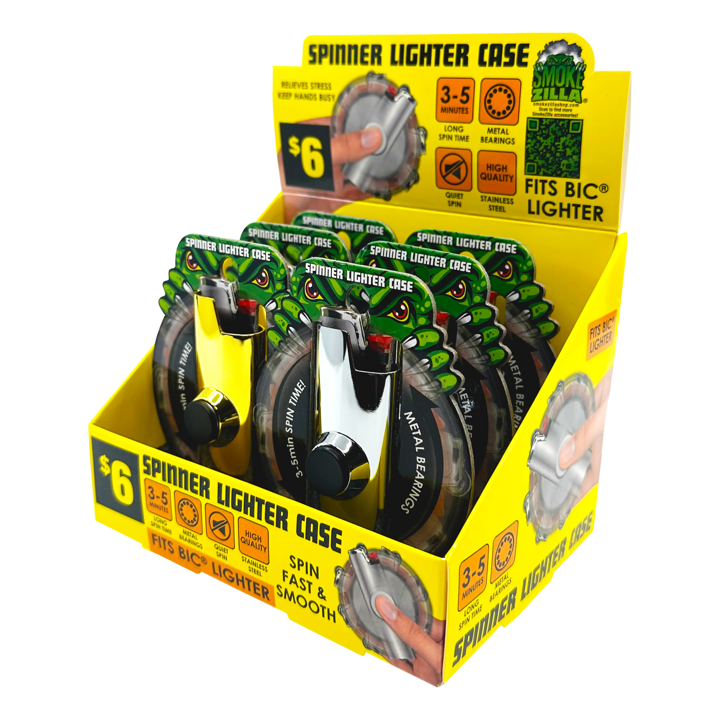 Metal Spinner Lighter Case - 6 Pieces Per Retail Ready Display 41575 SMOKEZILLA
