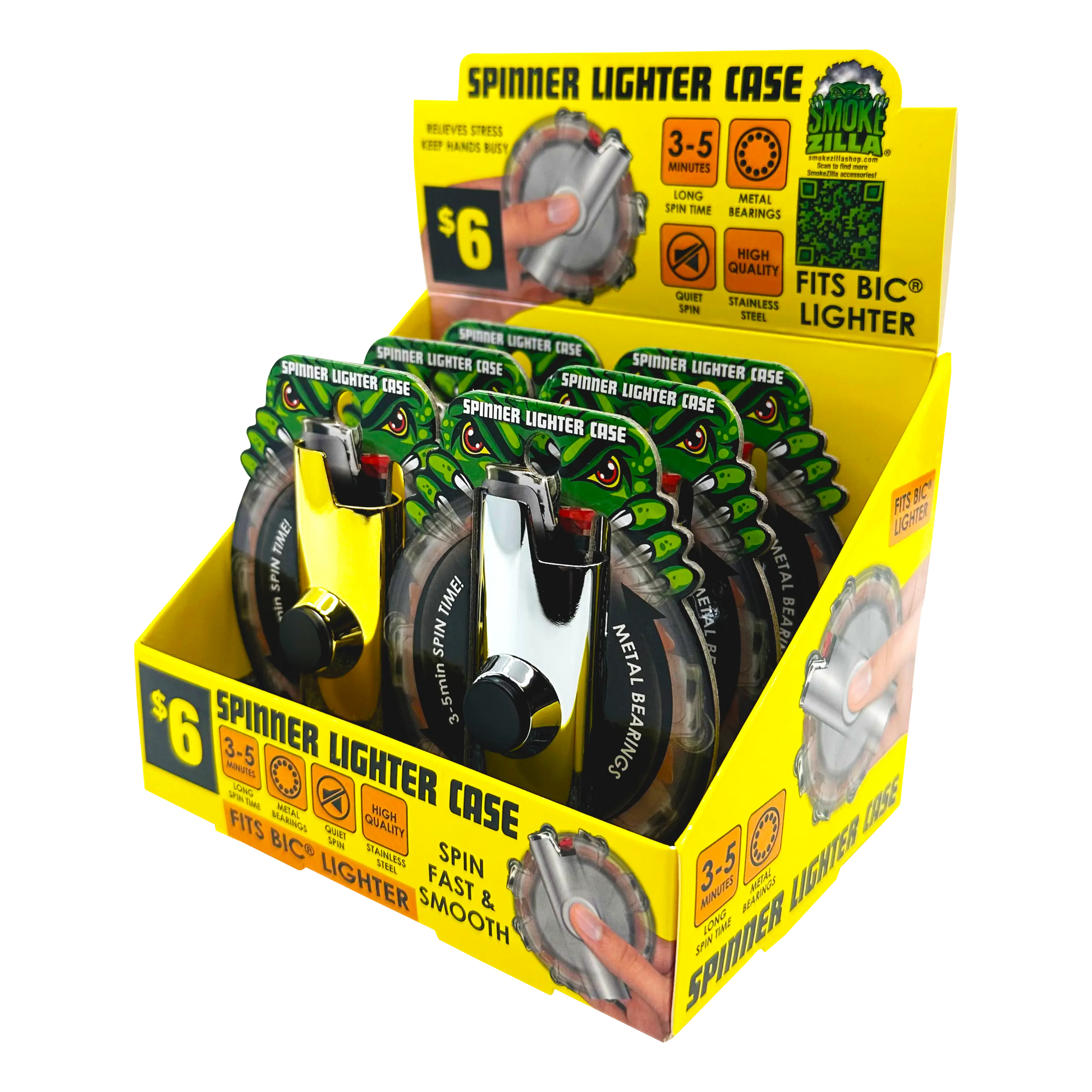 Metal Spinner Lighter Case - 6 Pieces Per Retail Ready Display 41575 SMOKEZILLA