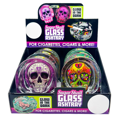 Glass Ashtray in Skull Shaped Design - 6 Pieces Per Retail Ready Wholesale Display 20120 SMOKEZILLA