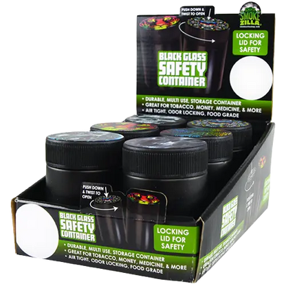 Smell Proof Glass Storage Container - 6 Pieces Per Retail Ready Display 21722 SMOKEZILLA