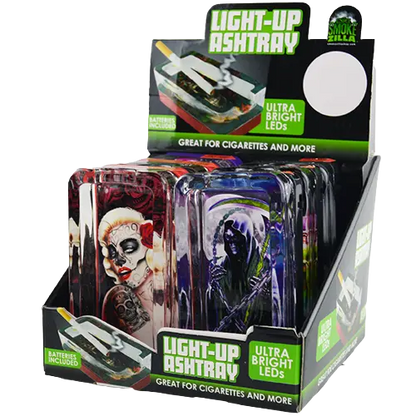 Glass Ashtray with LED Light-Up Design - 6 Per Retail Ready Display 21756 SMOKEZILLA