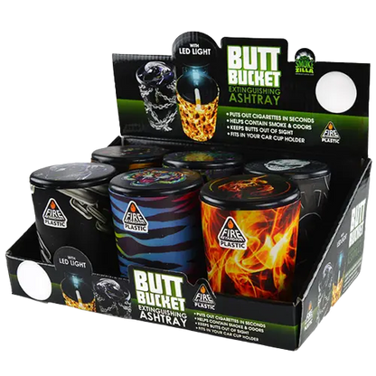 Full Print Butt Bucket Ashtray with LED Light - 6 Per Retail Ready Display SMOKEZILLA