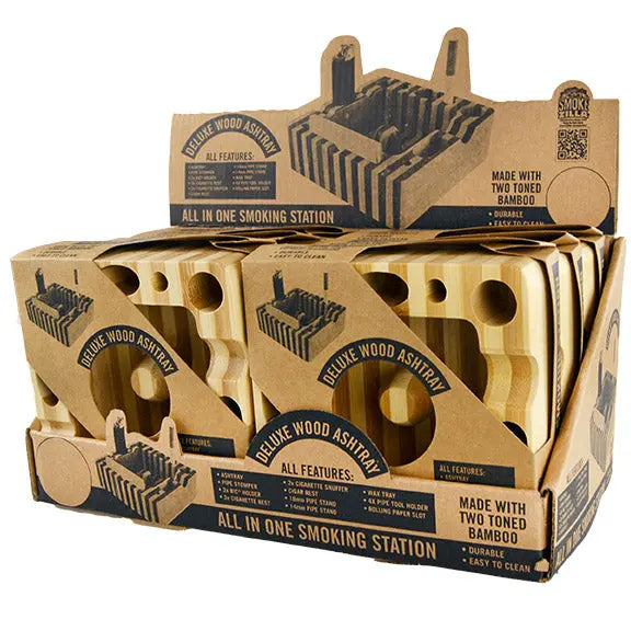 Wood Ashtray Smoker's Station - 6 Per Retail Ready Wholesale Display 21913 SMOKEZILLA