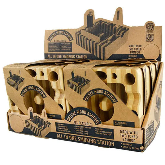 Wood Ashtray Smoker's Station - 6 Per Retail Ready Wholesale Display 21913 SMOKEZILLA