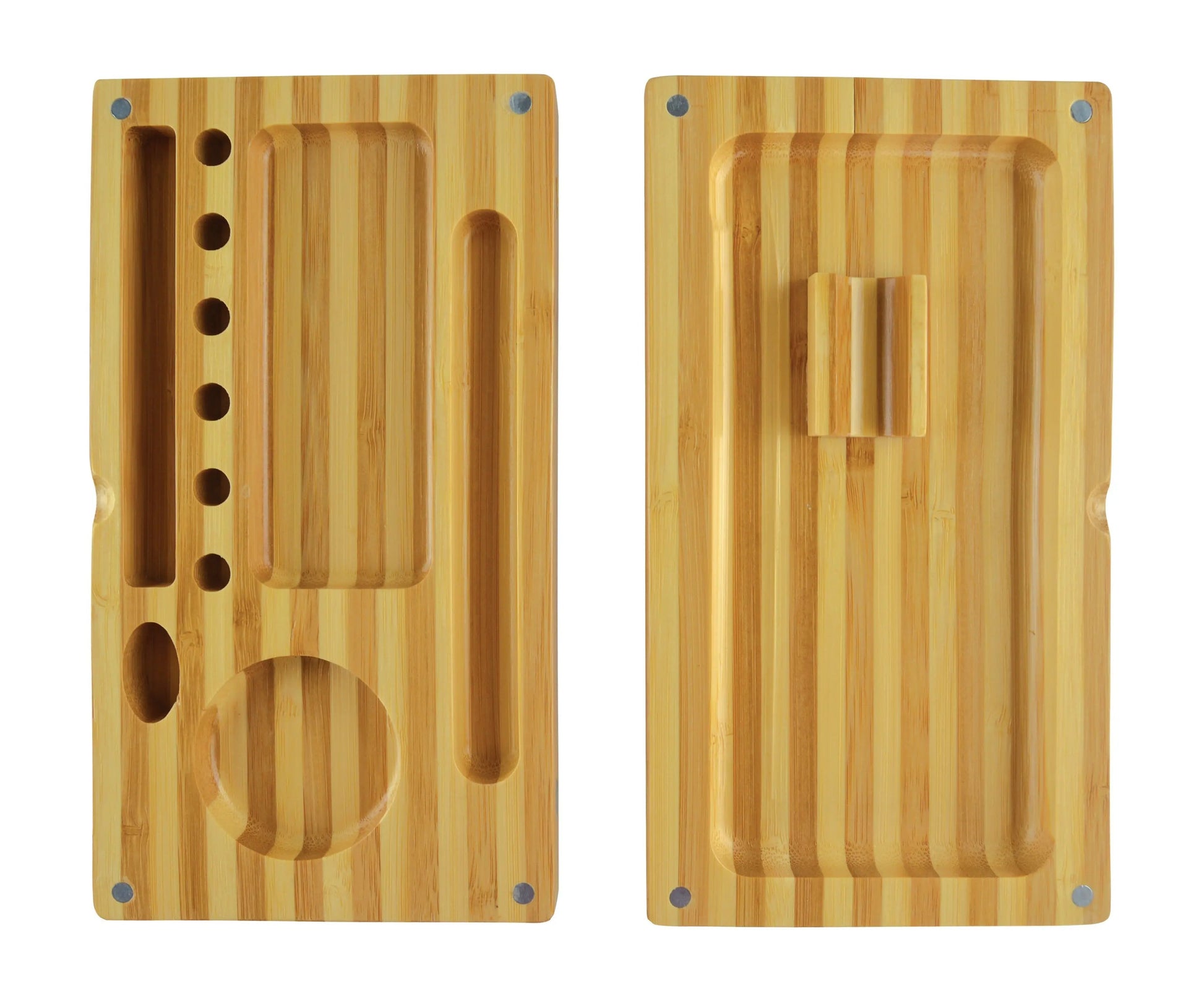 Bamboo Magnetic Roll Tray Smoker Station - 4 Pieces Per Retail Ready Display 21917 SMOKEZILLA
