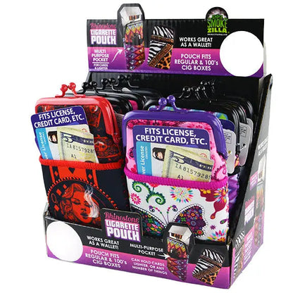 Neoprene Cigarette Pouch with Pocket - 8 Pieces Per Retail Ready Display 22057 SMOKEZILLA