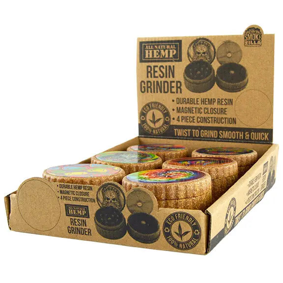 Hemp Resin 4 Piece Grinder with Magnetic Closure - 6 Pieces Per Retail Ready Display 22061 SMOKEZILLA