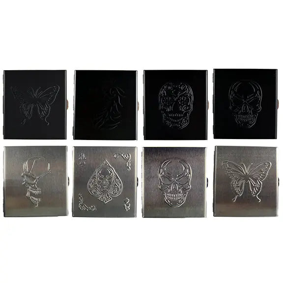 Metal Cigarette Case with Hinged Lid - 8 Pieces Per Retail Ready Display 22076 SMOKEZILLA