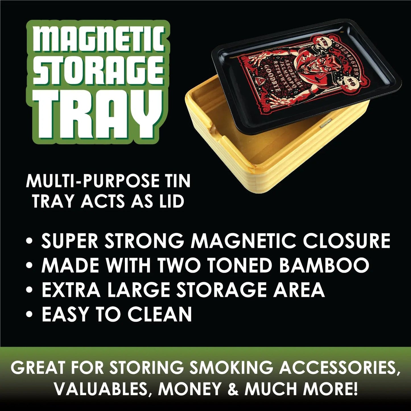 Metal Roll Tray with Magnetic Storage Box- 6 Pieces Per Retail Ready Display 22099 SMOKEZILLA