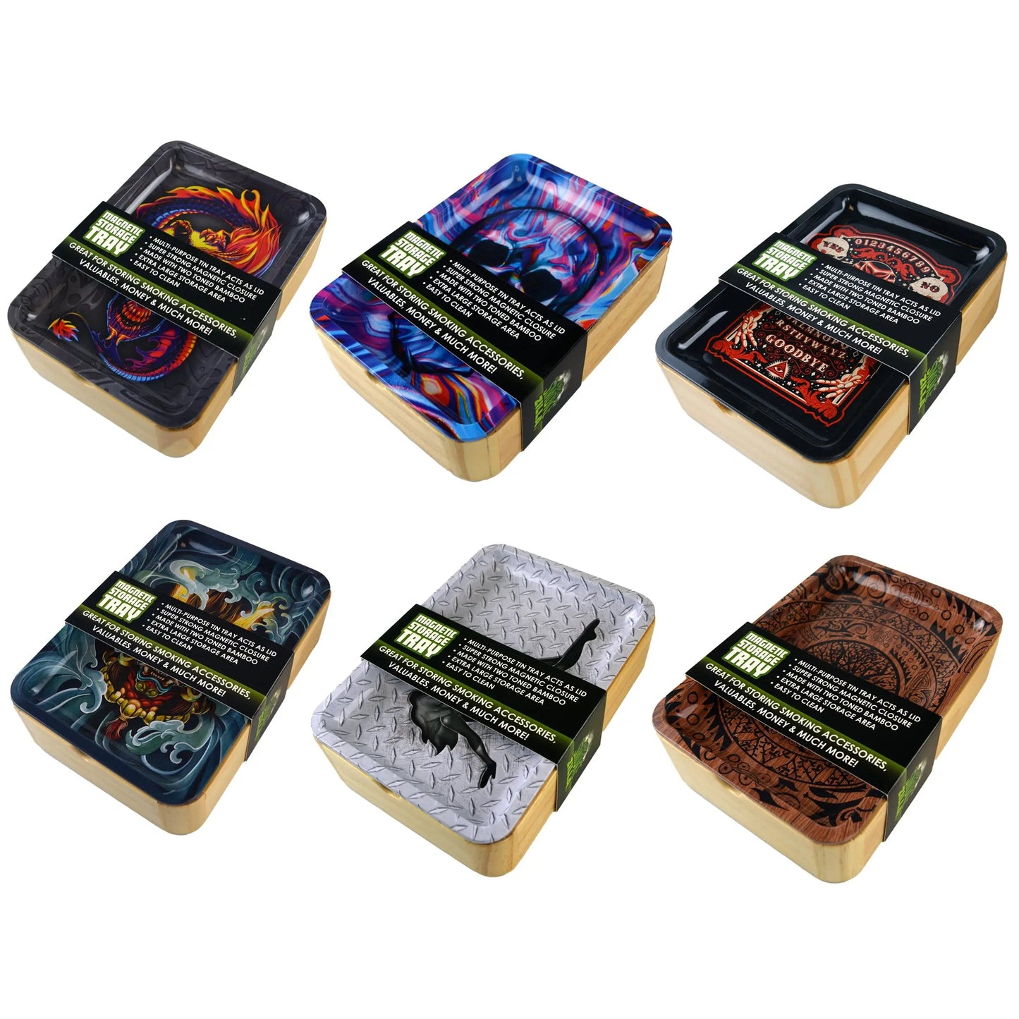 Metal Roll Tray with Magnetic Storage Box- 6 Pieces Per Retail Ready Display 22099 SMOKEZILLA