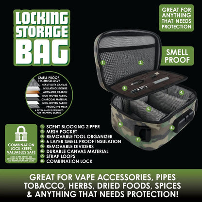 Smell Proof Canvas Lock Bag with Tool Organizer - 4 Pieces Per Retail Ready Display 22152 SMOKEZILLA