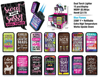Sweet Dual Torch Lighter - 15 Pieces Per Retail Ready Display 22179 SMOKEZILLA