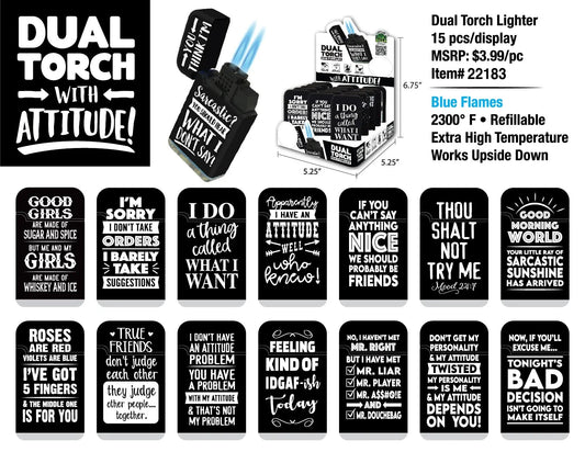 Attitude Dual Torch Lighter - 15 Pieces Per Retail Ready Display 22183 SMOKEZILLA