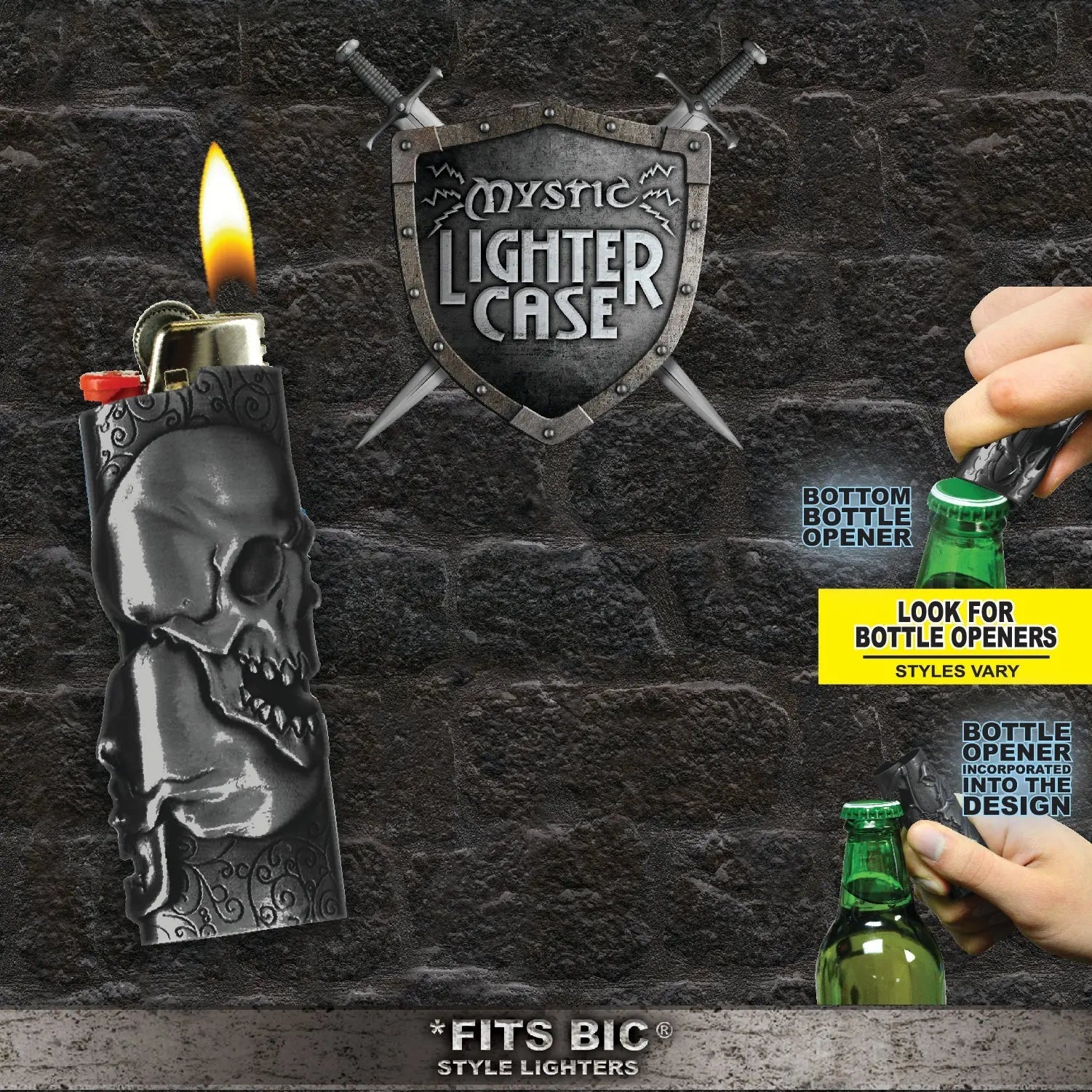 Metal Black Mystic Lighter Case - 12 Pieces Per Retail Ready Display 22263 SMOKEZILLA