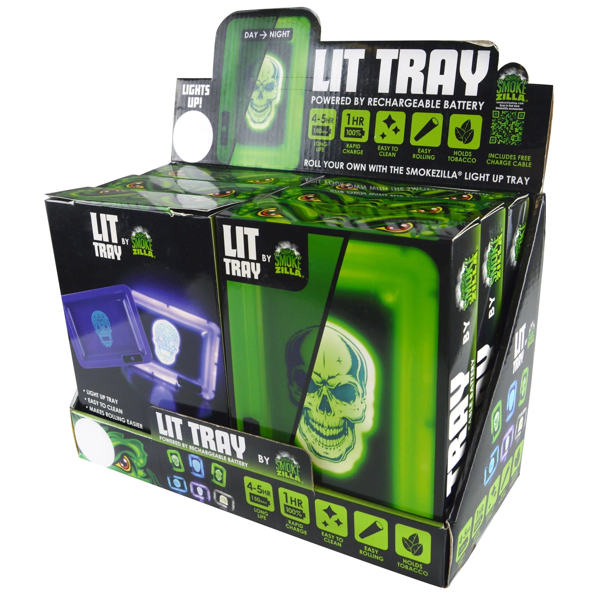 Light-Up Rolling Tray - 6 Pieces Per Retail Ready Display 22283 SMOKEZILLA