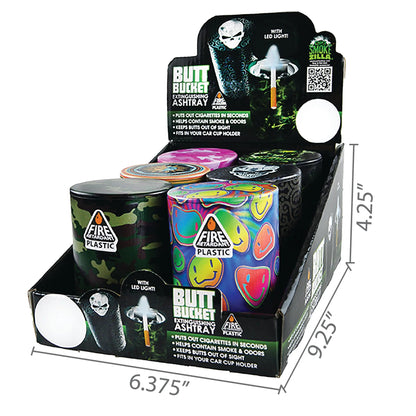 Full Print Butt Bucket Ashtray with LED Light - 6 Per Retail Ready Display 22355 SMOKEZILLA
