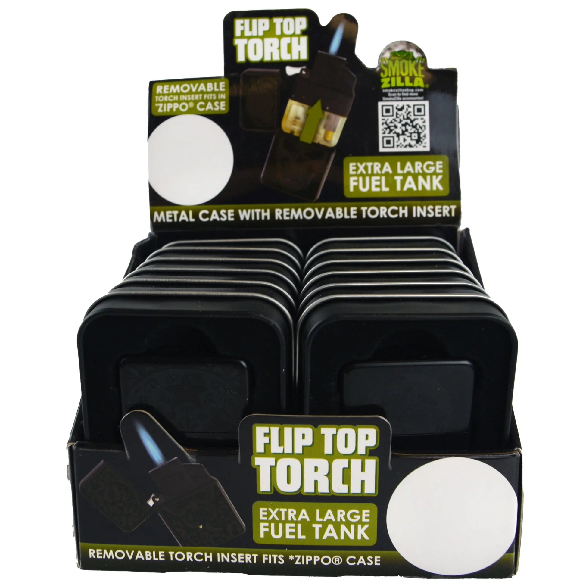 Matte Black Flip Torch Lighter - 12 Pieces Per Retail Ready Display 22381 SMOKEZILLA