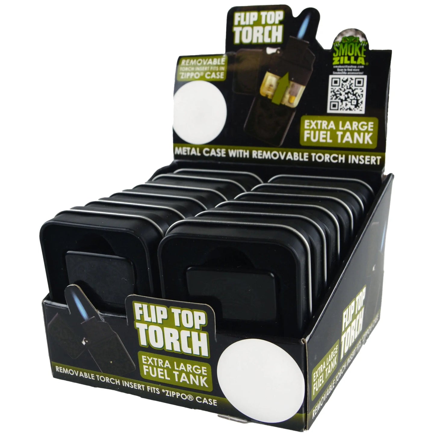 Matte Black Flip Torch Lighter - 12 Pieces Per Retail Ready Display 22381 SMOKEZILLA