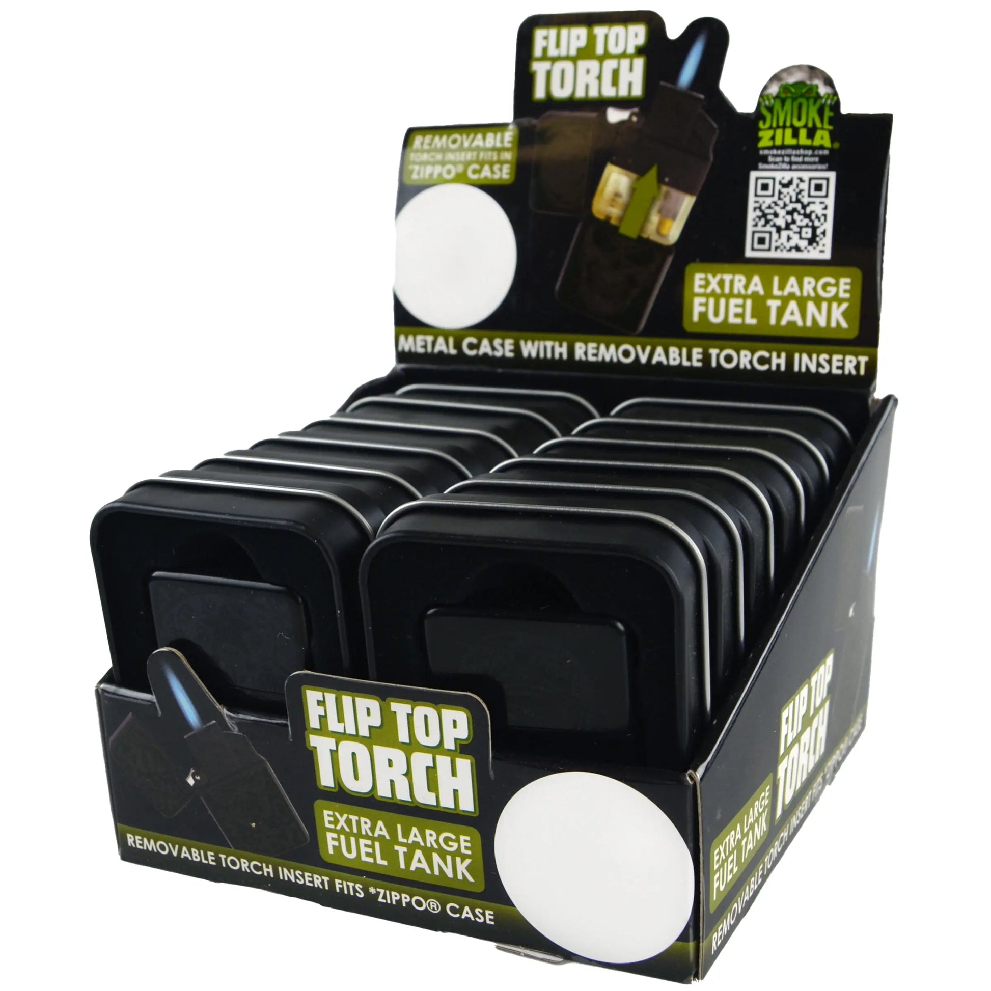 Matte Black Flip Torch Lighter - 12 Pieces Per Retail Ready Display 22381 SMOKEZILLA